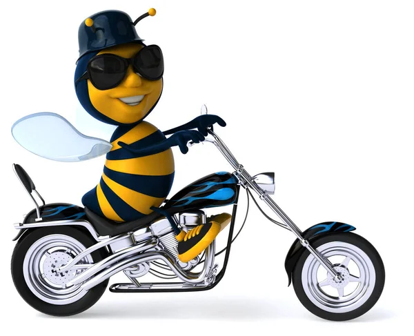 Abeille Amusante Sur Moto Illustration — Photo