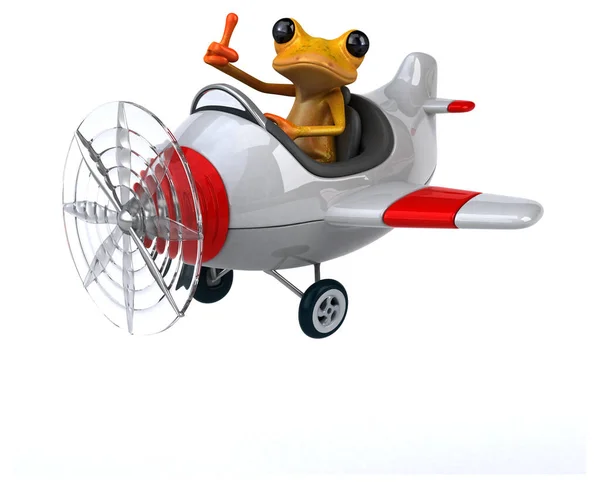 Fun Frog Plane Εικονογράφηση — Φωτογραφία Αρχείου