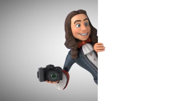 Animazione Uomo Dei Cartoni Animati Costume Barocco Storico Con Fotocamera — Video Stock