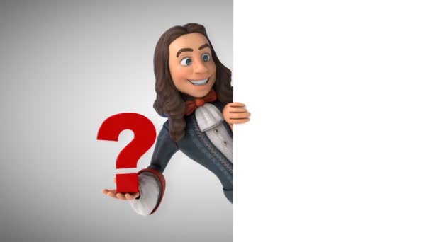 Animace Kresleného Muže Historickém Barokním Kostýmu Otázkou — Stock video