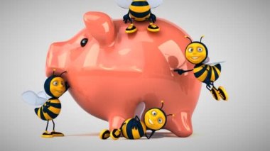 3 boyutlu eğlence arıları kumbaranın yanında