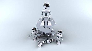 Bir doların yanında eğlenceli robotlar