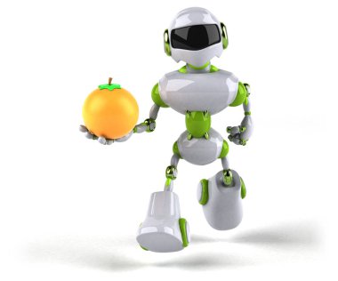 Yeşil Robot turuncu - 3d çizim ile