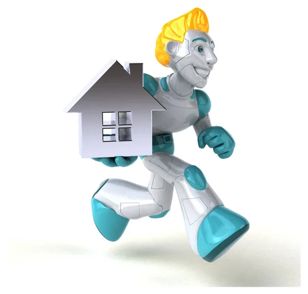 Roboter Mit Haus Illustration — Stockfoto