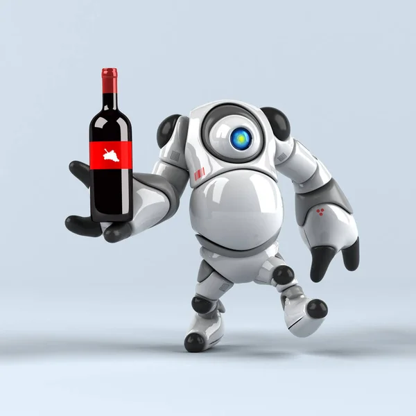 Großer Roboter Mit Wein Illustration — Stockfoto