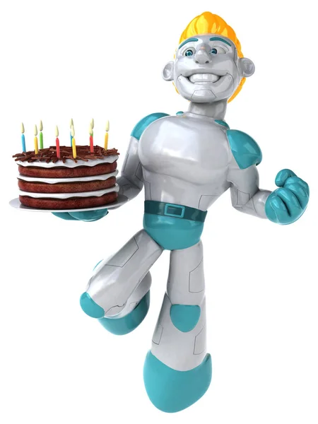 Roboter Mit Kuchen Illustration — Stockfoto