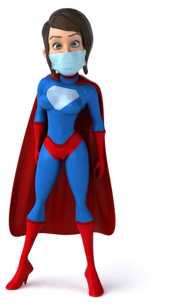 Illustration Personnage Dessin Animé Super Femme Avec Masque — Photo