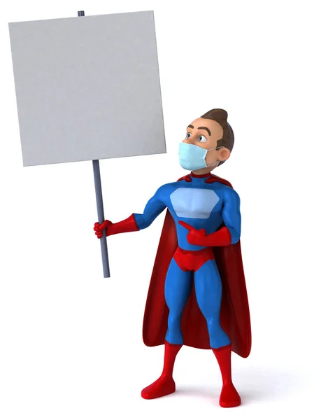 仮面をつけた漫画キャラクター保証ヒーローの3Dイラスト — ストック写真