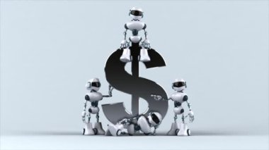 Bir doların yanında eğlenceli robotlar