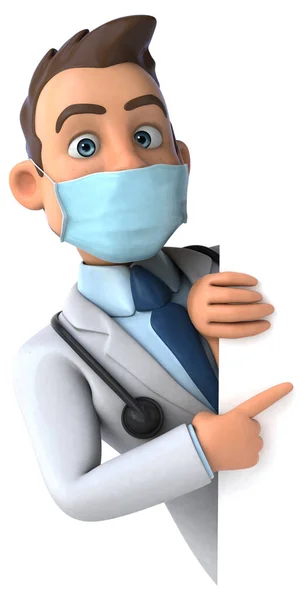 仮面をつけた漫画のキャラクタードクターの3Dイラスト — ストック写真