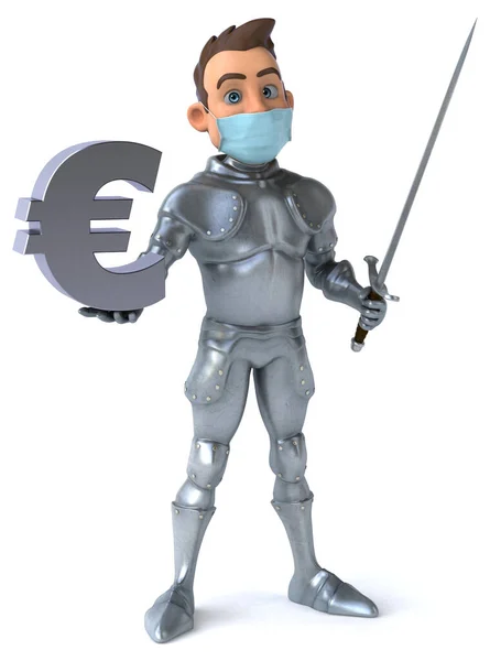 Illustration Cartoon Character Mask Holding Euro — Stock Photo, Image