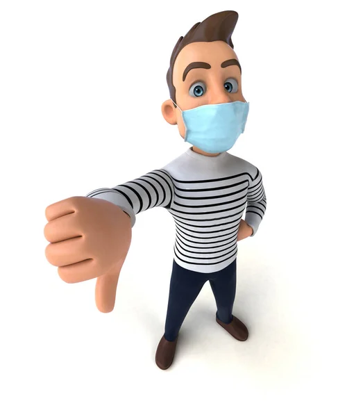 親指のあるマスクをした漫画のキャラクターの3Dイラスト — ストック写真
