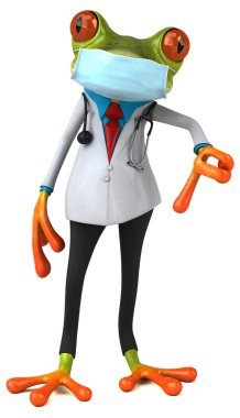 Maskeli bir kurbağa doktorun 3 boyutlu görüntüsü