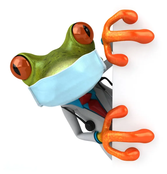青蛙医生戴面具的3D图像 — 图库照片