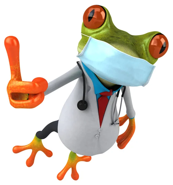仮面をつけたカエルのキャラクターの3Dイラスト — ストック写真