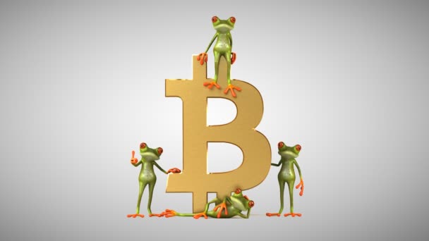 Animación Ranas Con Bitcoin — Vídeos de Stock
