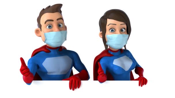 Animacja Bohaterów Kreskówek Superbohaterów Maskami — Wideo stockowe