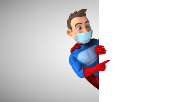 Animation Eines Comic Superhelden Mit Maske — Stockvideo