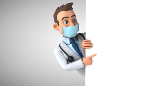 Animação Médico Personagem Desenho Animado Com Uma Máscara — Vídeo de Stock