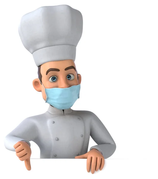 一个带面具的卡通人物厨师的3D插图 — 图库照片