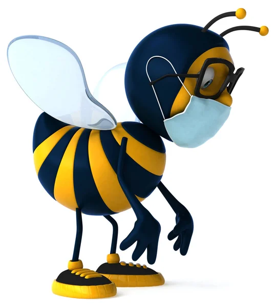 Ilustrace Kreslené Včely Maskou — Stock fotografie