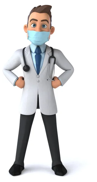 Illustration Cartoon Character Doctor Mask — Stock Photo, Image