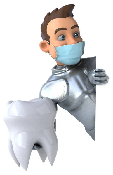 Ilustração Personagem Desenho Animado Com Uma Máscara Com Dente — Fotografia de Stock