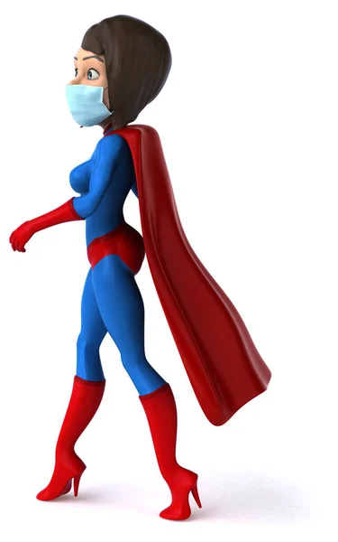 Illustration Cartoon Character Super Woman Mask — Stock Photo, Image