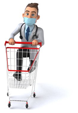 Maskeli bir çizgi film karakterinin üç boyutlu çizimi.