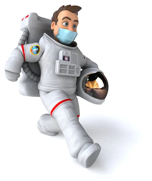 Illustrazione Astronauta Personaggio Dei Cartoni Animati Con Una Maschera — Foto Stock