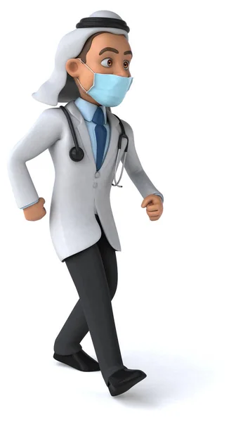 Illustrazione Personaggio Dei Cartoni Animati Medico Con Una Maschera — Foto Stock