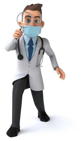 Maskeli Bir Karikatür Karakteri Doktorunun Boyutlu Çizimi — Stok fotoğraf