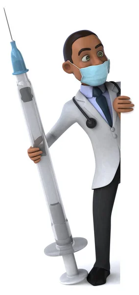 Απεικόνιση Ενός Γιατρού Χαρακτήρα Κινουμένων Σχεδίων Μια Μάσκα — Φωτογραφία Αρχείου