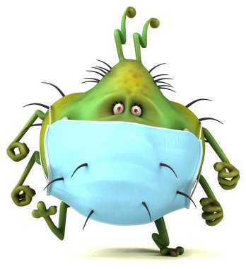 Maskeli bir böcek canavarı karakterinin 3 boyutlu görüntüsü