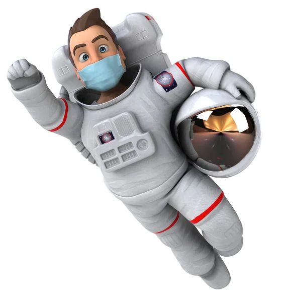 Illustration Einer Zeichentrickfigur Astronaut Mit Maske — Stockfoto