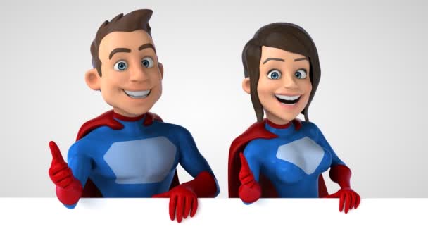 Animação Personagens Desenhos Animados Super Heróis Com Polegares Para Cima — Vídeo de Stock