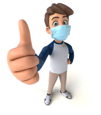 Maskeli bir gencin 3 boyutlu görüntüsü