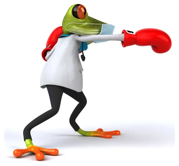 개구리 캐릭터가 마스크 복싱을 — 스톡 사진
