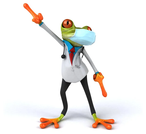 3Dマスクで医師カエルのキャラクターのイラスト — ストック写真