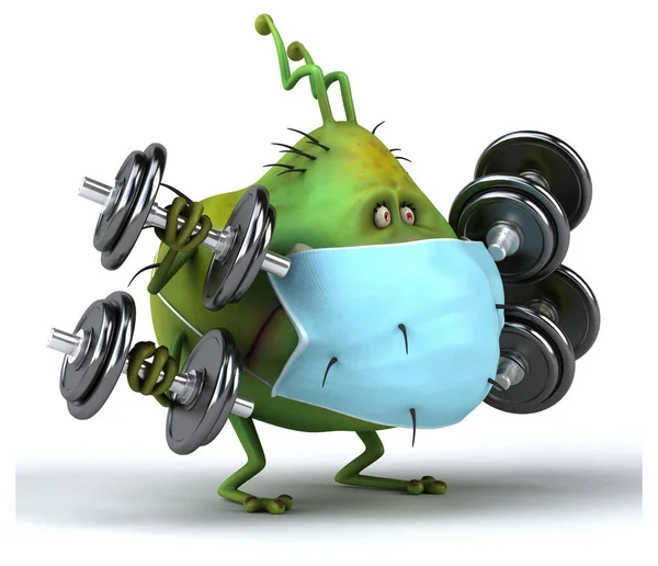 Illustration Monster Bug Mask Holding Weights — Stock Photo, Image