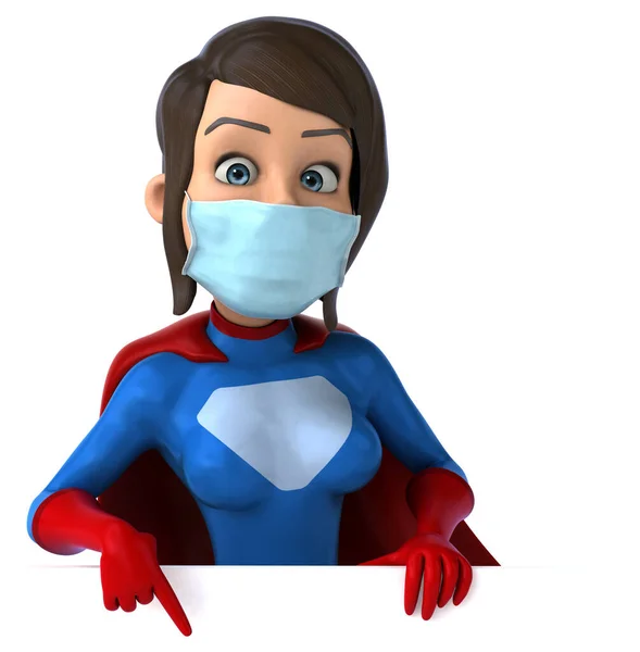 3Dマスクをしたスーパーヒーロー女性のイラスト — ストック写真