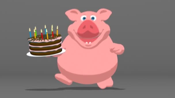 Fun Cartoon Character Cake Animation — Stock Video