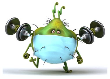 Ağırlıklı maskeli canavar bir böceğin 3 boyutlu çizimi 