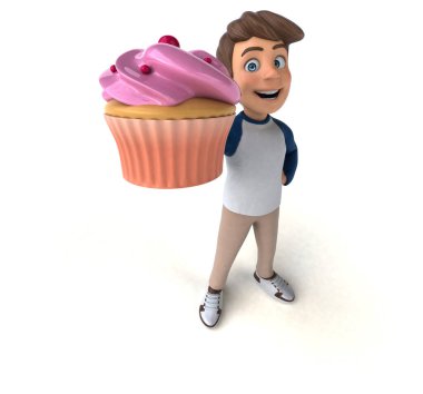 Üç boyutlu eğlenceli Asyalı ergen ve manga tarzı esprili bir pasta.