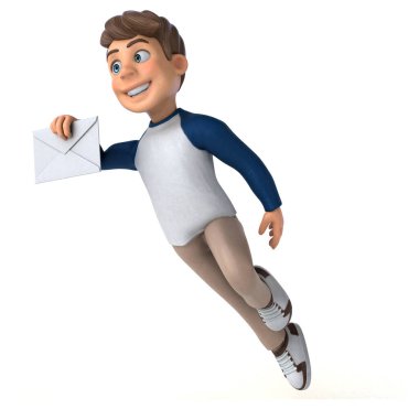 3D karikatür karakteri, eğlenceli ergen.