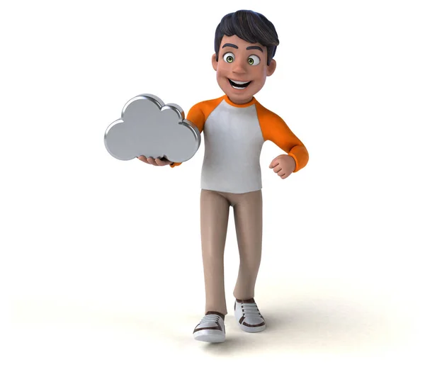 Fun Cartoon Asian Teenager Cloud — Stock Photo, Image