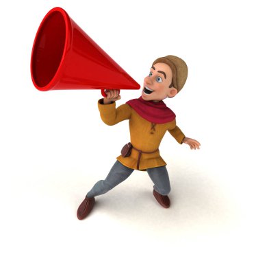 Bir ortaçağ tarihi çizgi film karakterinin 3D görüntüsü