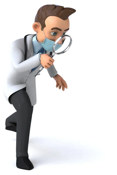 Ilustración Médico Personaje Dibujos Animados Con Una Máscara —  Fotos de Stock
