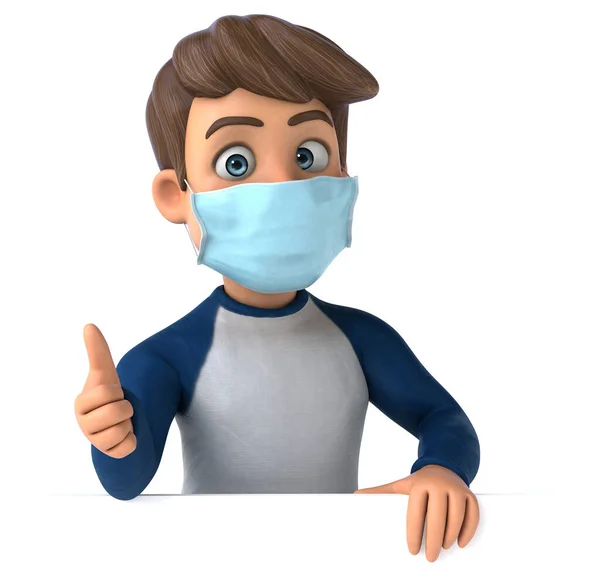 Illustratie Van Cartoon Tiener Met Een Masker — Stockfoto