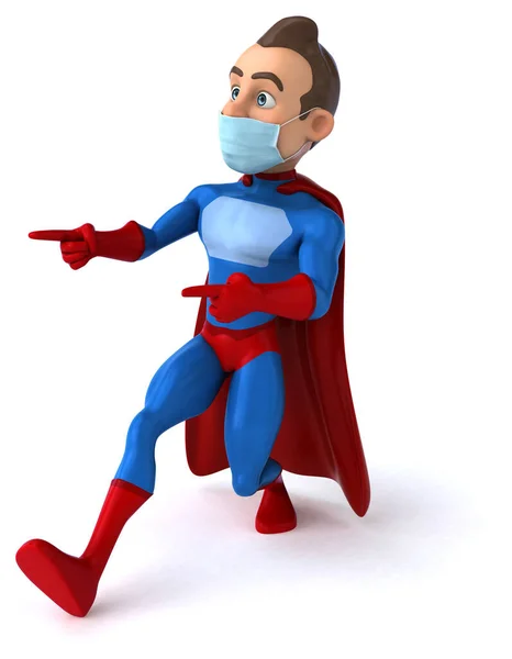 Ilustração Personagem Desenho Animado Super Herói Com Uma Máscara — Fotografia de Stock